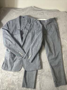 J.Crew Ludlow Slim 40R 32x30 2 Piece Suit Gray Somelos Cotton Stretch